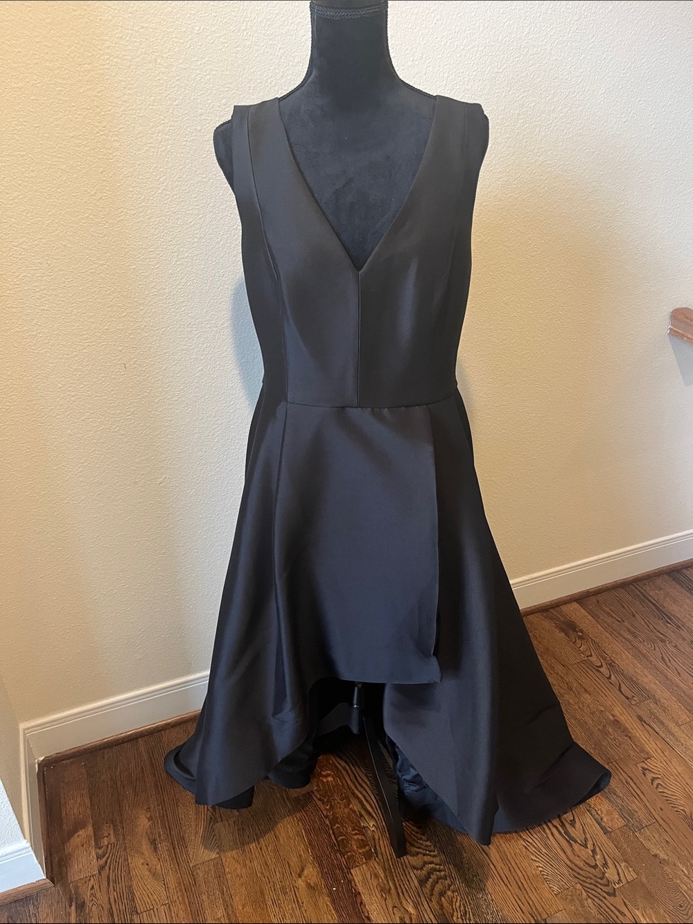Calvin Klein Asymmetrical Black V-Neck Dress